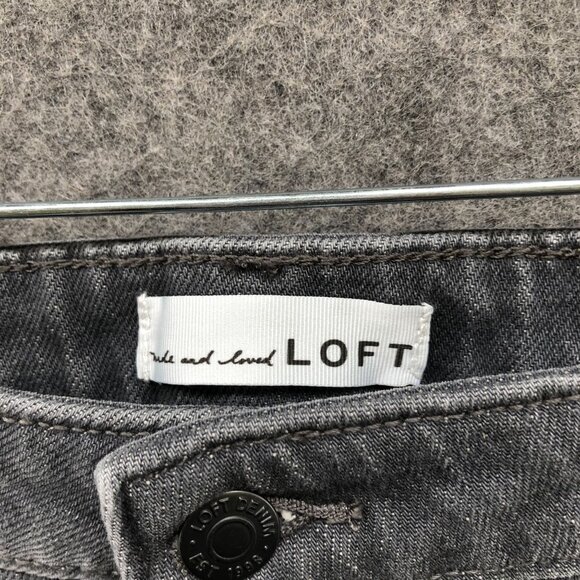 Loft Kick Crop Jeans Womens 14 / 32 Gray Raw Hem Stretch High Rise - Picture 6 of 11